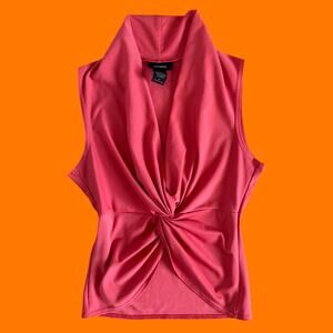 00's vintage coral twist front draped cowl neck y2k tank top SMALL express